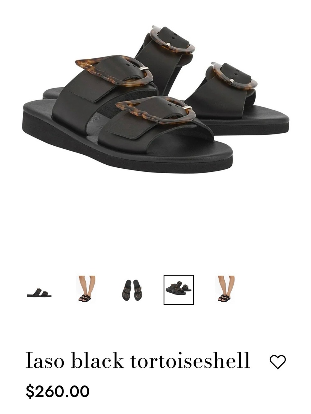 Ancient Greek Sandals Iaso Tortoise Shell Buckle and Black Leather Sandals 37 7